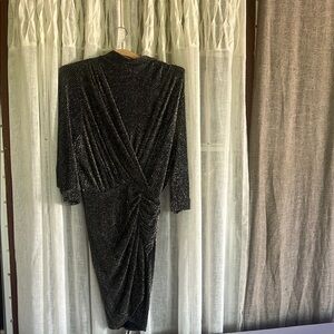 IRO Black Dress with Silver Stripes